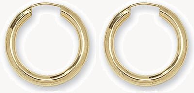 9ct Yellow Gold 16mm Hoop Sleeper Earrings ES131