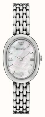 Emporio Armani Dwuwskazówkowy mechanizm kwarcowy (26 mm) z tarczą z masy perłowej / bransoletą ze stali nierdzewnej AR11706