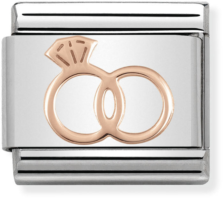 Nomination Classic Wedding Rings 9ct Rose Gold & Steel Charm 430104/13