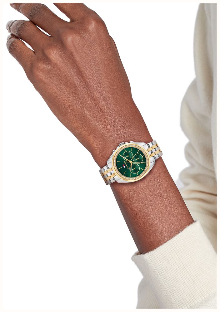 Tommy Hilfiger Mellie Two Tone Bracelet green Dial Watch 1782969 - vista alternativa 4