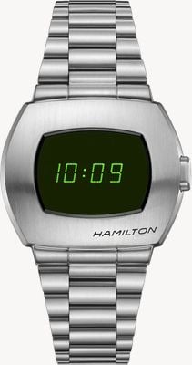 Hamilton American Classic PSR Digital Quartz (41 mm) schwarzes und grünes Display / Edelstahlarmband H52414131