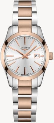 LONGINES Conquest classic (29,5 mm) srebrna tarcza z promieniami słonecznymi / dwukolorowa bransoleta ze stali nierdzewnej L22863727