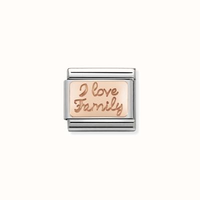 Nomination Composable Classic PLATES In Stainless Steel With 9k Rose Gold CUSTOM I Love Family Plate 430101/41