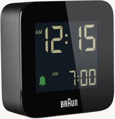 Braun Reloj despertador digital LCD de viaje Bc08 - negro - 5,8 cm de ancho x 5,8 cm de alto x 2,0 cm de profundidad BC08B