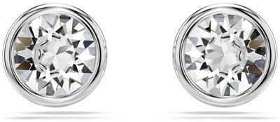 Swarovski Imber Stud Earrings Round Cut White Crystals Rhodium Plated 5696073