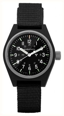 Marathon Quartz noir à usage général Gpq (34 mm), cadran noir / bracelet en nylon balistique noir WW194004BK-0801