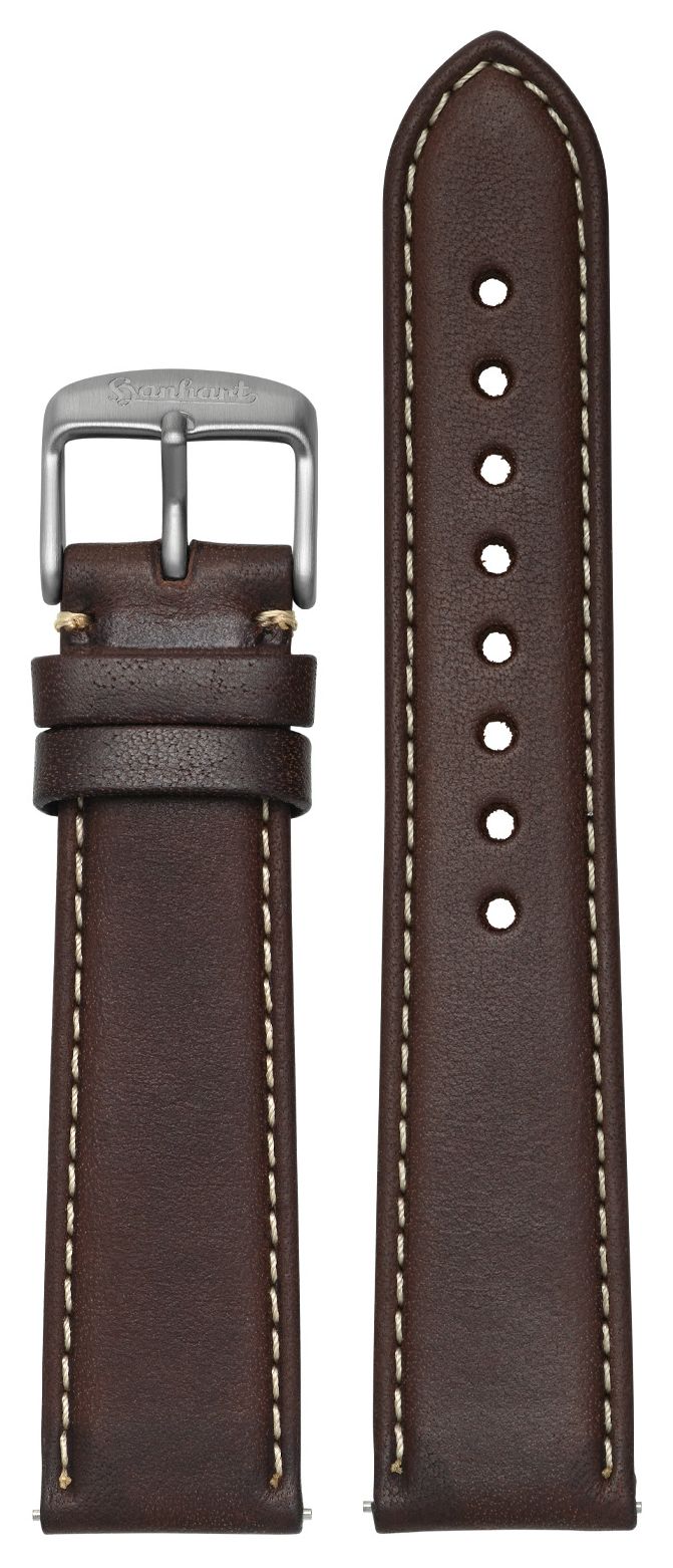 Hanhart Bracelet en cuir de veau marron foncÃ© avec boucle montre