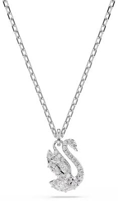Swarovski Swan pendant, Mixed cuts, Swan, White, Rhodium plated 5754347