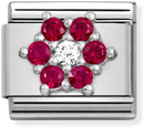 Nomination Composable CL SYMBOLS Steel Cz And Silver 925 RICH RED And WHITE Flower 330322/02