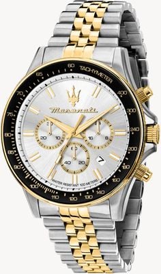 Maserati Men's Sfida Sport (44mm) White Dial / Two-Tone Stainless Steel Bracelet R8873640024