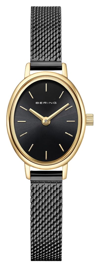 Bering quartz ovale classique (20mm) cadran noir montre