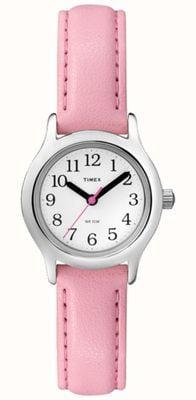 Mein erster Timex Easy Reader für Kinder, weißes Zifferblatt / rosafarbenes Kunstlederarmband T79081