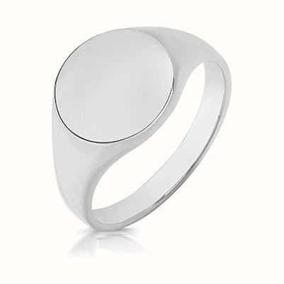 SILVER 13MM MEDIUM WEIGHT ROUND SIGNET RING Size T TS135M/T