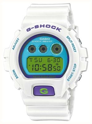 Casio Mostrador digital G-Shock (53,2 mm) azul verde / pulseira de resina branca de base biológica DW-6900RCS-7ER