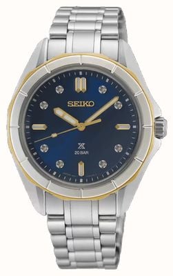 Seiko Orologio sportivo da donna Prospex in stile marino con diamanti incastonati in blu navy nautico SUR620J1