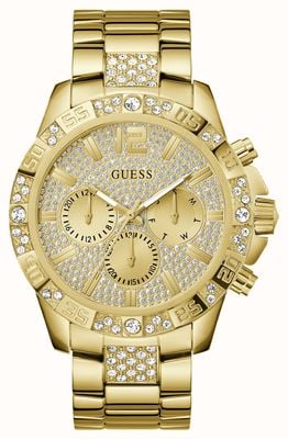 Guess Męska majestatyczna (48 mm) tarcza w kolorze szampana / bransoleta ze stali nierdzewnej w kolorze złotym GW0796G2