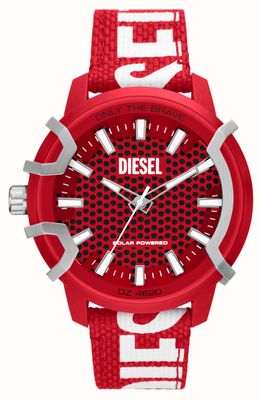 Diesel Griffed | rotes Zifferblatt | rotes Armband aus recyceltem Meeresplastik DZ4620