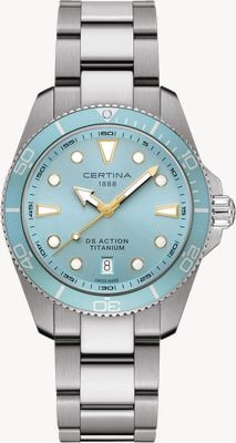 Certina DS Action Titanium Quartz (40mm) Light Blue Dial / Titanium Bracelet C0484104435100