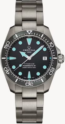 Certina DS Action Diver Powermatic 80 (38mm) Grey Dial / Titanium Bracelet Watch C0488074408100