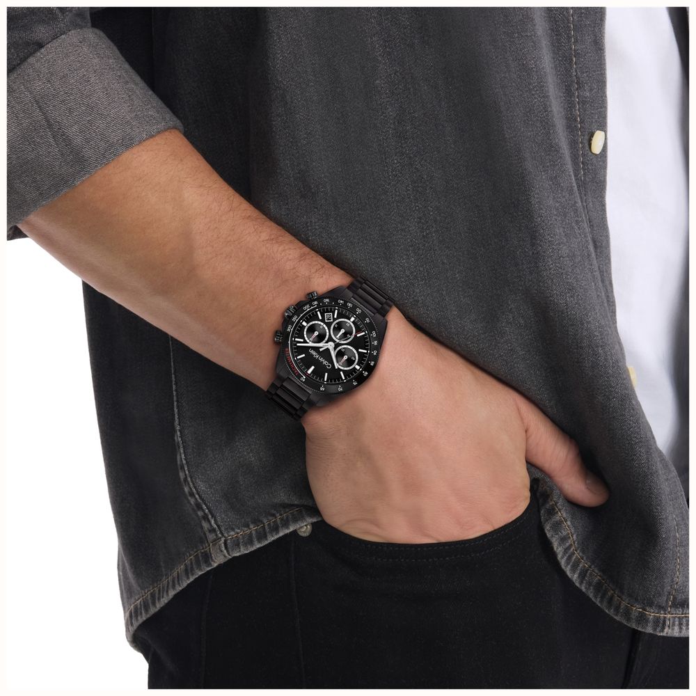 Calvin Klein Sport Luxe Quartz Chronograph (40mm) Black Dial / Black PVD Stainless Steel Bracelet 25200609 - vista alternativa 4