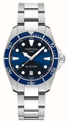 Certina DS Action Quarzuhr (40 mm), blaues Zifferblatt / Edelstahlarmband C0484101104100