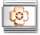 Nomination CLASSIC LINK, FOUR-LEAF CLOVER, WHITE STONE Charm 430305/43