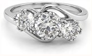 1.60ct Natural Round Brilliant Diamond 18ct White Gold Trilogy Ring JM6787