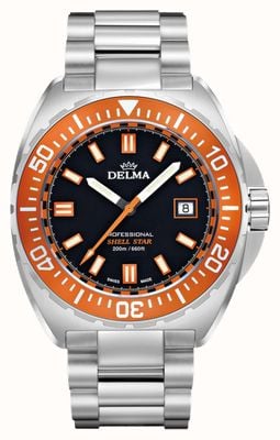 Delma Quartz étoile coquille | bracelet en acier inoxydable | lunette orange 41701.676.6.151