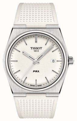 Tissot Prx (40mm) mostrador luminoso branco / pulseira de borracha branca T1374101701100