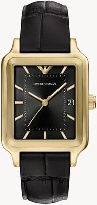 Emporio Armani Diego (47 mm) mostrador preto / pulseira de couro preta AR11757