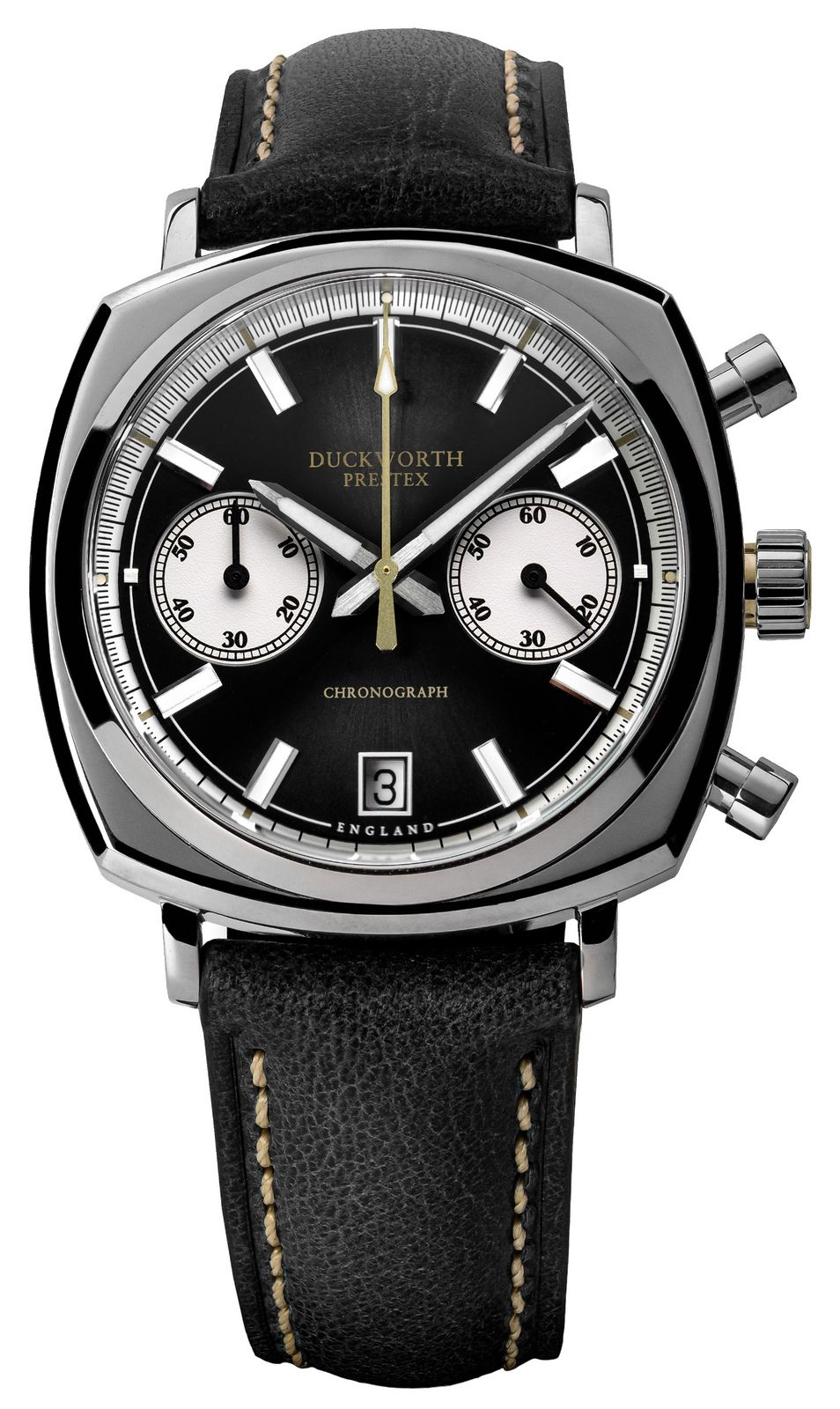 Duckworth Prestex Chronograph 42 42mm Black Sunburst Dial Watch