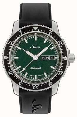 Sinn 104 st sa i mg (41 mm) esfera verde metalizada / correa de caucho negra (cierre de hebilla) 104.0131 BLACK RUBBER PIN BUCKLE