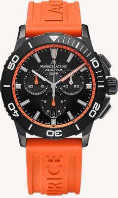 Maurice Lacroix Orologio Pontos s solar chronograph (42mm) quadrante nero affumicato traslucido / cinturino in gomma arancione fluo PT1038-DLB00-330-6