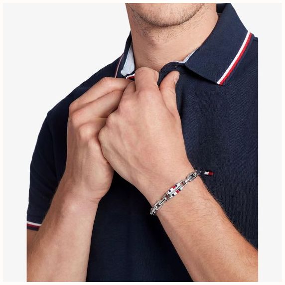Tommy Hilfiger Stainless Steel Rectangle Belcher Chain Bracelet 2790749 - vista alternativa 2