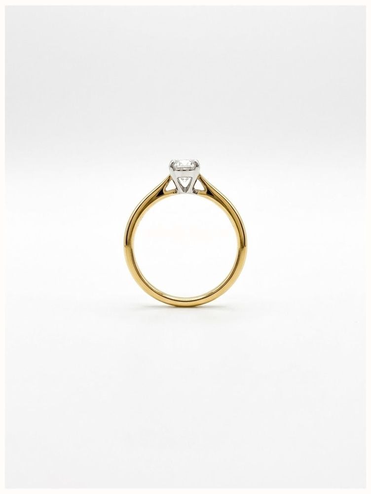 0.50ct Oval Natural Diamond 18ct Yellow Gold Solitaire Ring J93634 - vue alternative 3