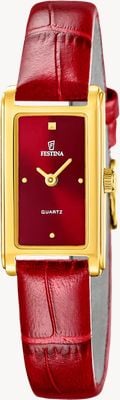 Festina Mademoiselle quartzo (25 mm) mostrador vermelho com efeito raios de sol / pulseira de couro vermelha F20770/3