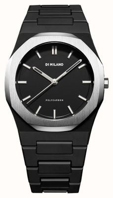 D1 Milano Polycarbon Moonglade (40,5 mm), schwarzes Zifferblatt / schwarzes Polycarbonat-Armband PCBJ14