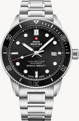 Swiss Military by Chrono Men's Dive (41.5mm) Black Dial / Stainless Steel Bracelet SM34088.01