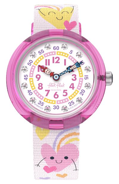 Flik Flak Cadran blanc CÅurs rebondissants (31,85 mm) / montre