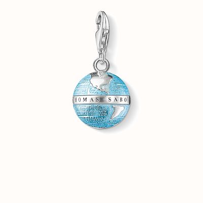 Thomas Sabo Globe Charm Blue 925 Sterling Silver Cold Enamel 0754-007-1