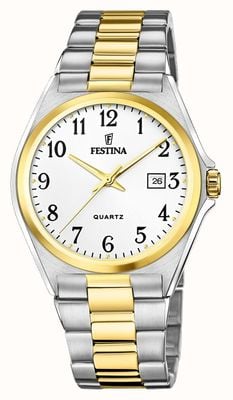 Festina Heren | witte wijzerplaat | tweekleurige armband F20554/1