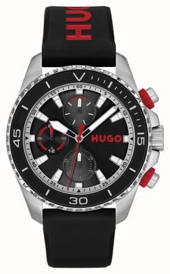 HUGO #dive (44 mm) schwarzes Zifferblatt / schwarzes Silikonarmband 1530427