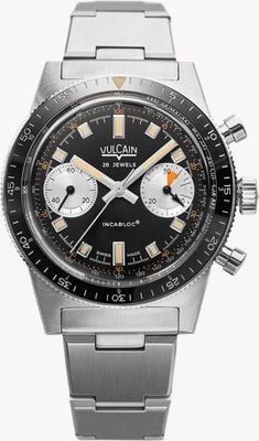 Vulcain Skindiver 计时码表自动机械腕表（39.7mm）黑色表盘/不锈钢表链 590176A07.BHM286