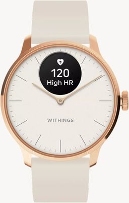 Withings Scanwatch Light – Hybrid-Smartwatch (37 mm) Weißes Zifferblatt + Roségold / Weiß Premium-Sportarmband Uhr HWA11-MODEL 1-ALL-INT