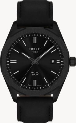 Tissot Prc 100 solar (39 mm) esfera negra / correa de piel negra T1514223605100