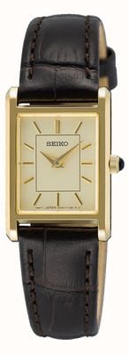 Seiko Orologio classico (19,6 mm) con quadrante champagne / cinturino in pelle marrone scuro SWR110P1