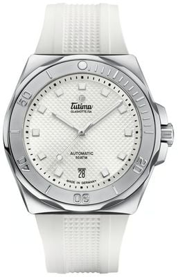 Tutima Glashütte Orologio M2 Seven Seas S automatico (40 mm) con quadrante bianco opaco e decorazioni / cinturino in caucciù bianco FKM 6156-25