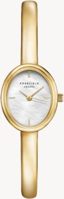 Rosefield Bracelet jonc or taille L (19mm) cadran nacre / montre bracelet jonc en acier inoxydable plaqué or STWGSG-ST05