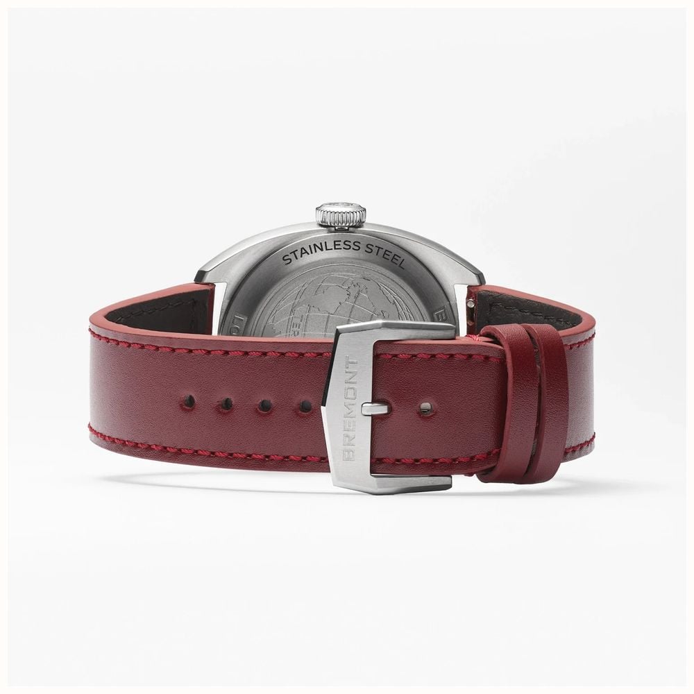 Bremont Terra Nova Jumping Hour Automatic (40.5mm) Burgundy Sunray Lacquered Dial / Burgundy Leather Strap TN40-JH-SS-BG-L-S - vista alternativa 4