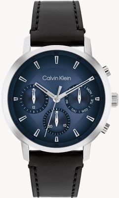 Calvin Klein Calibro multifunzione (42 mm) quadrante blu scuro / cinturino in pelle nera 25200497